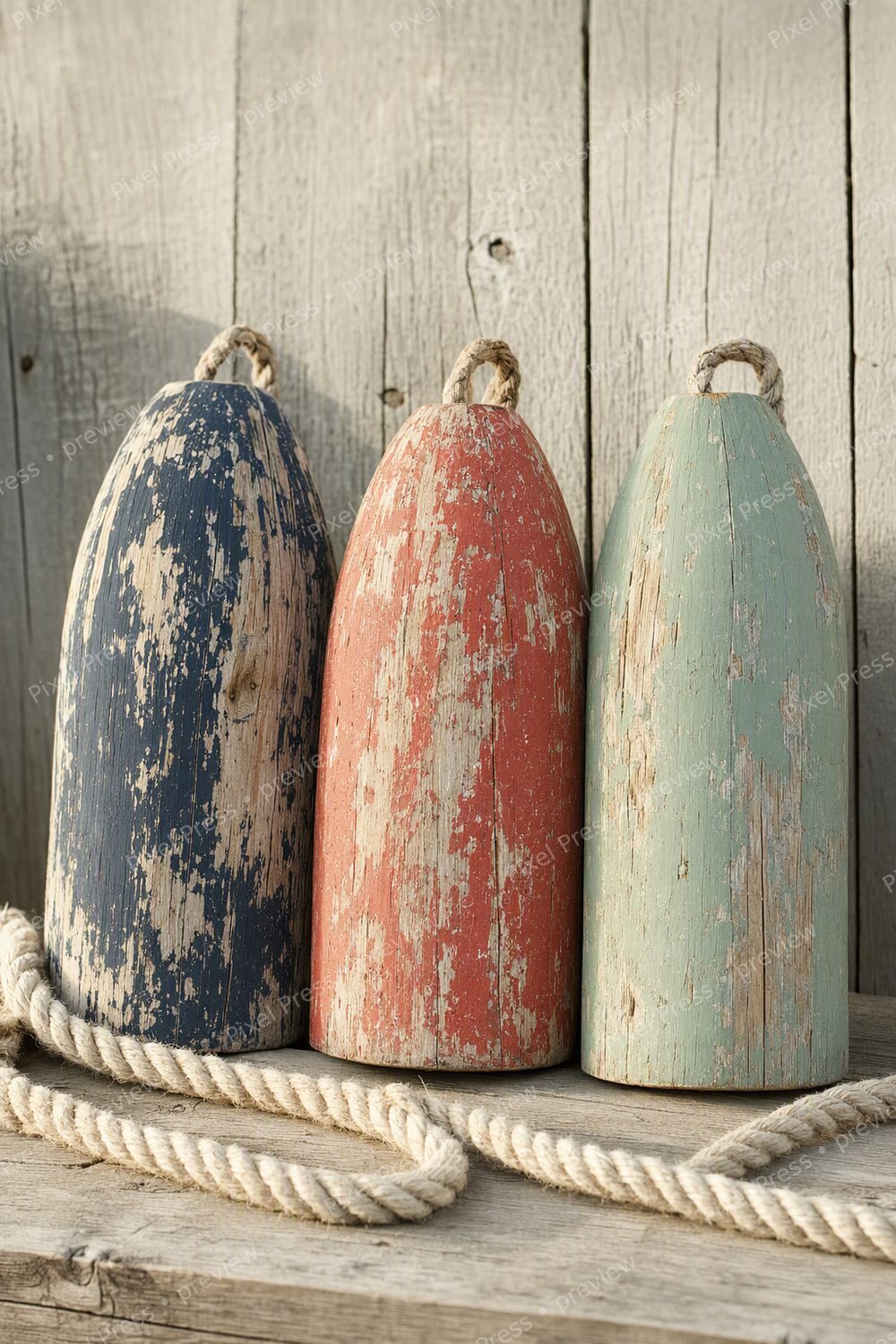 Lobster Buoy Wall Art Printable Set of 6, Nautical Rope & Coastal Dock Prints — artwork preview (watermarked)