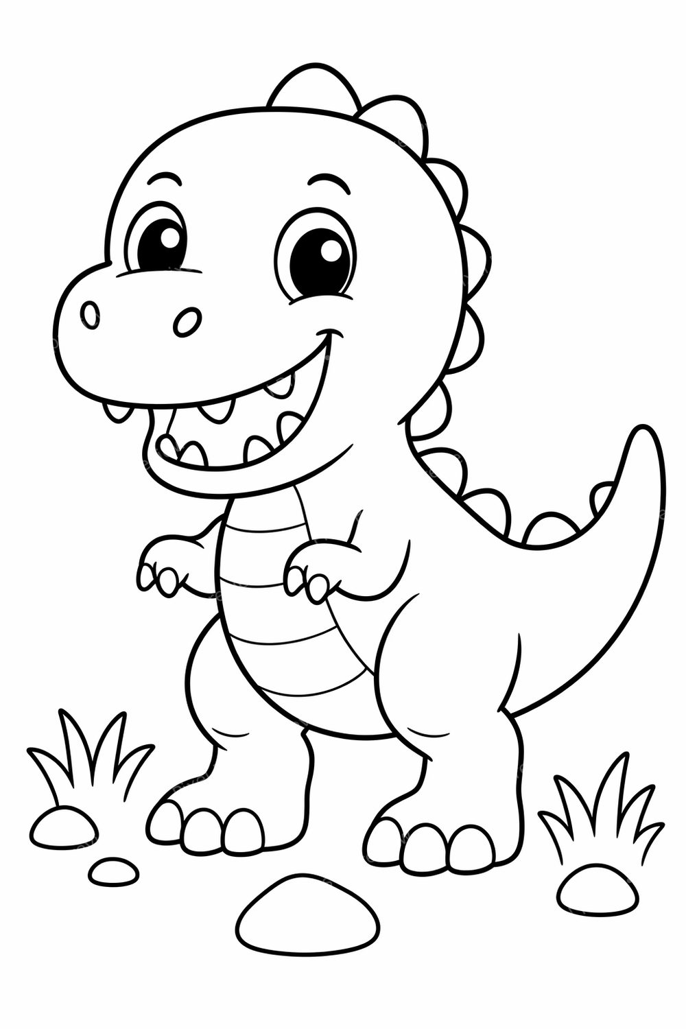 Cute Dinosaur Coloring Pages Printable Bundle for Preschoolers & Toddlers - Easy Simple Dino Coloring Book PDF Pack for Boys — artwork preview (watermarked)