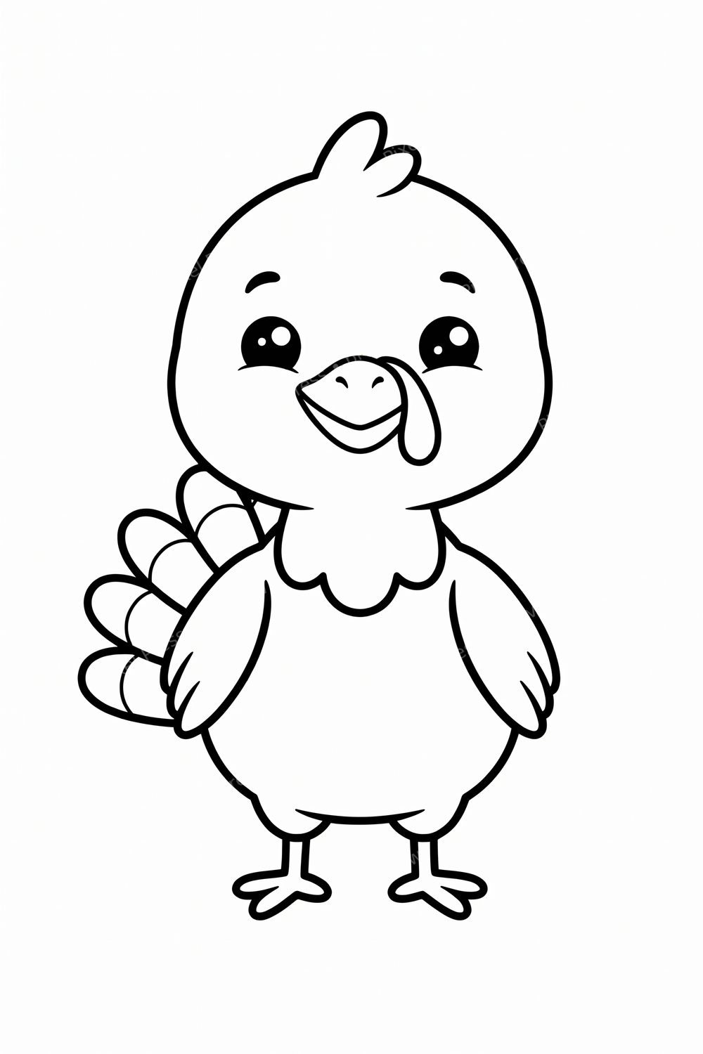 Thanksgiving Coloring Pages for Preschoolers - Cute Kawaii Turkey & Pumpkin Pie Printable Activity Pack, Easy Holiday Coloring Sheets — artwork preview (watermarked)