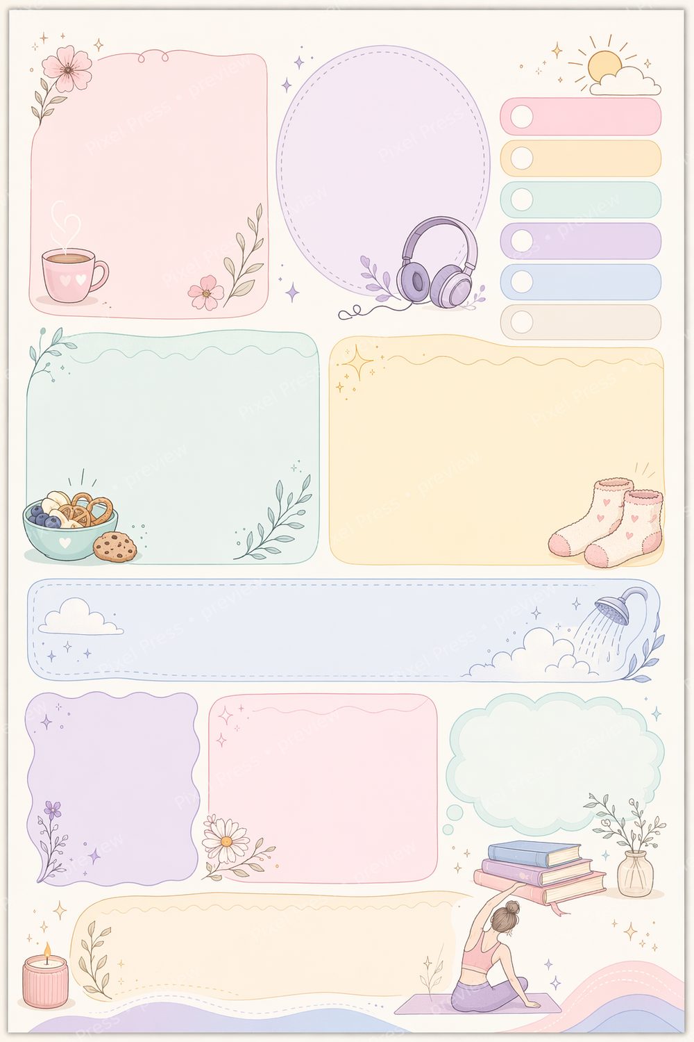 ADHD Dopamine Menu Printable for Women Bundle, Daily Reset & Brain Dump PDF, Low Pressure ADHD Planner Pages — artwork preview (watermarked)